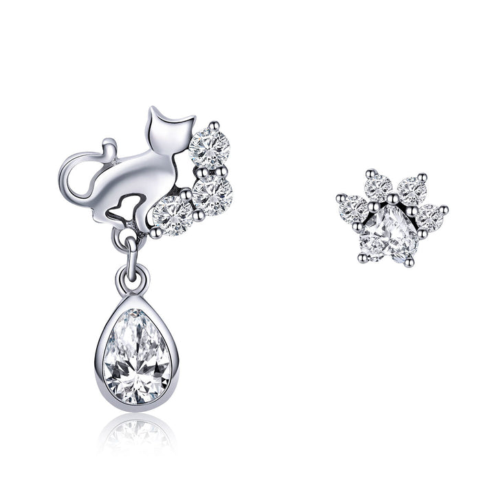 S925 Sterling Silver Earrings with Oxidized Finish and Pavé Setting CZ