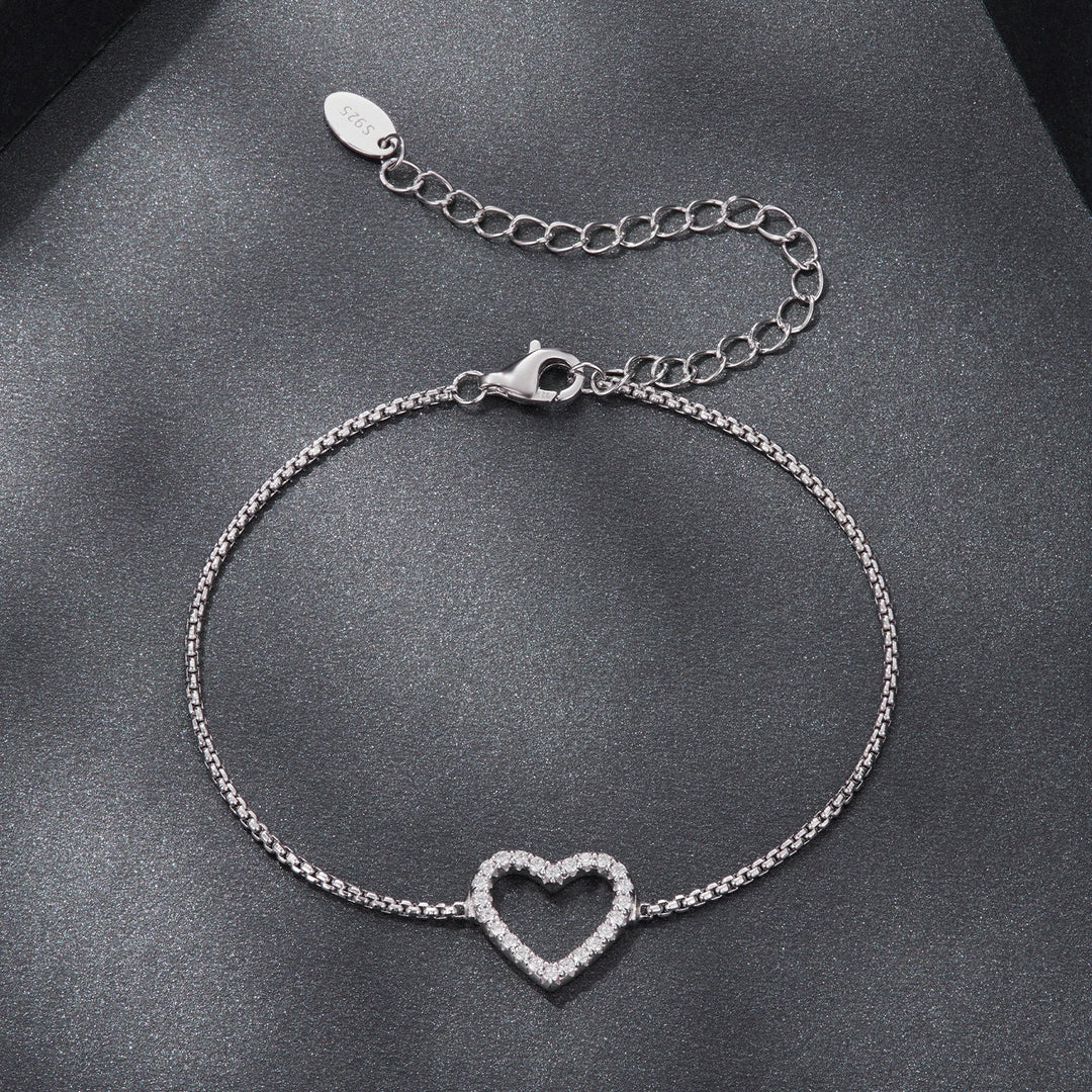 925 Sterling Silver Plated White Gold Moissanite Bracelet for Women