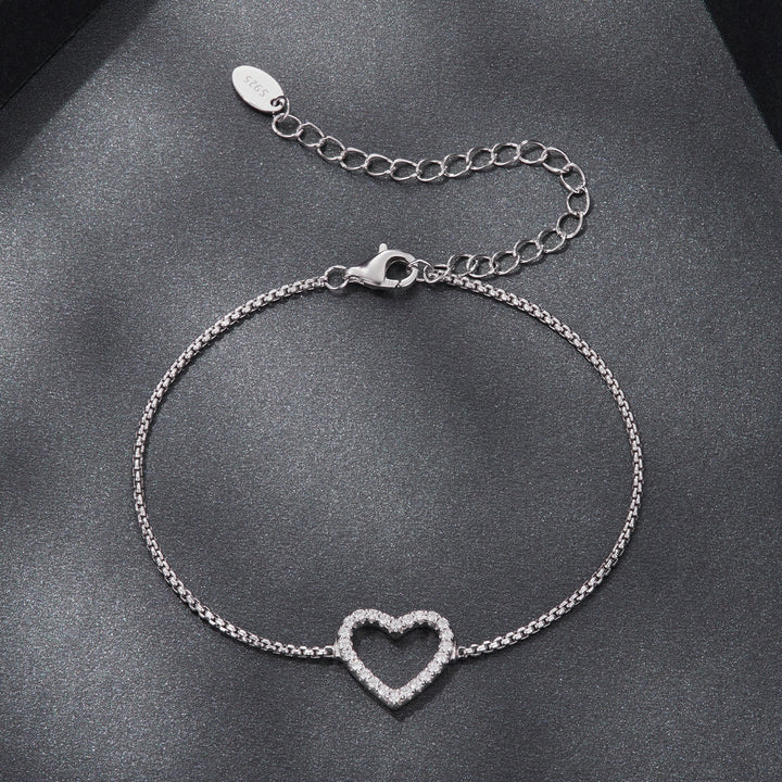 925 Sterling Silver Plated White Gold Moissanite Bracelet for Women