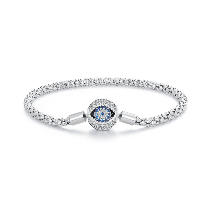 925 Sterling Silver Pavé Setting CZ 17.0 cm Oxidized Silver Bracelet for Women