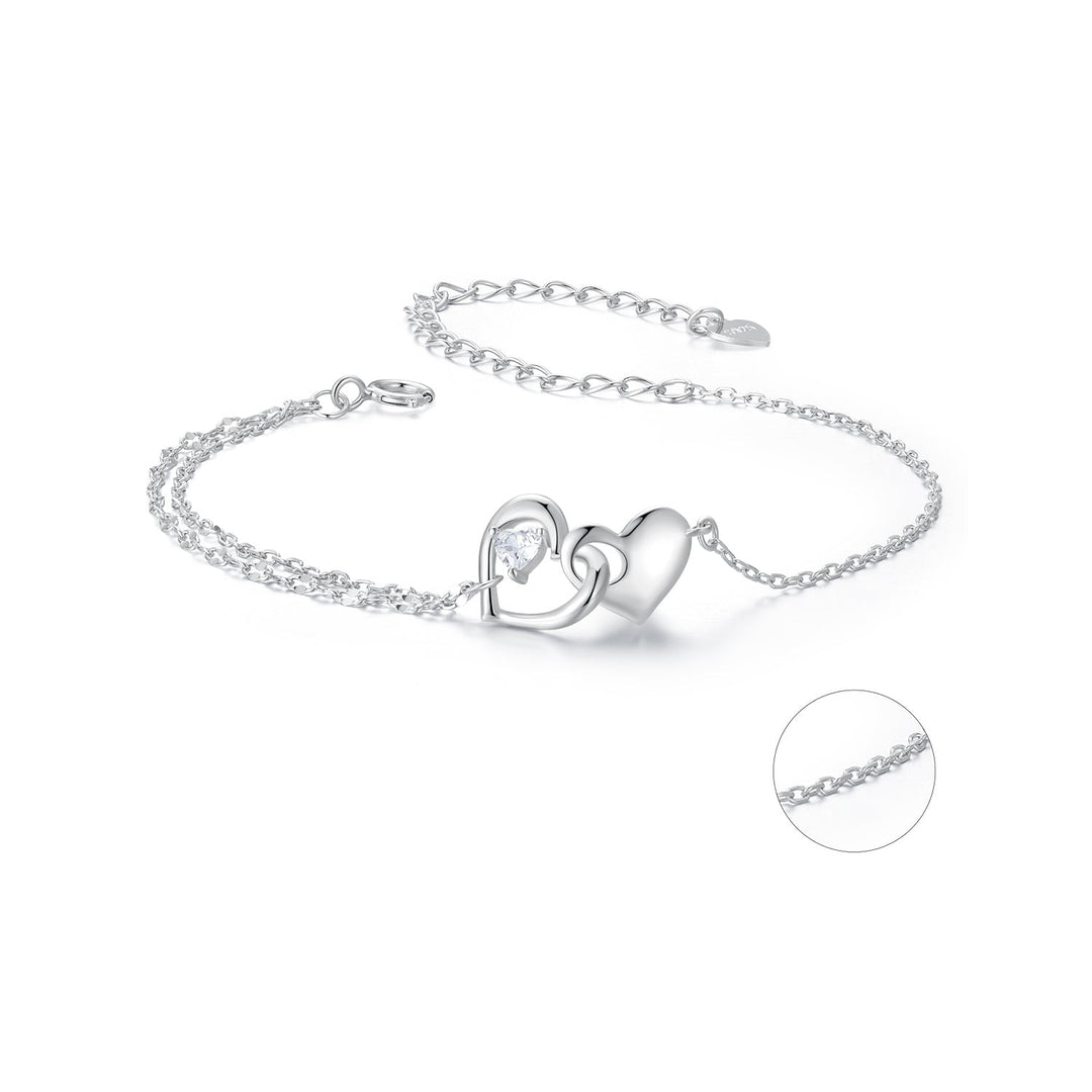 925 Sterling Silver Bracelet with Pave Setting CZ and White Gold Plating