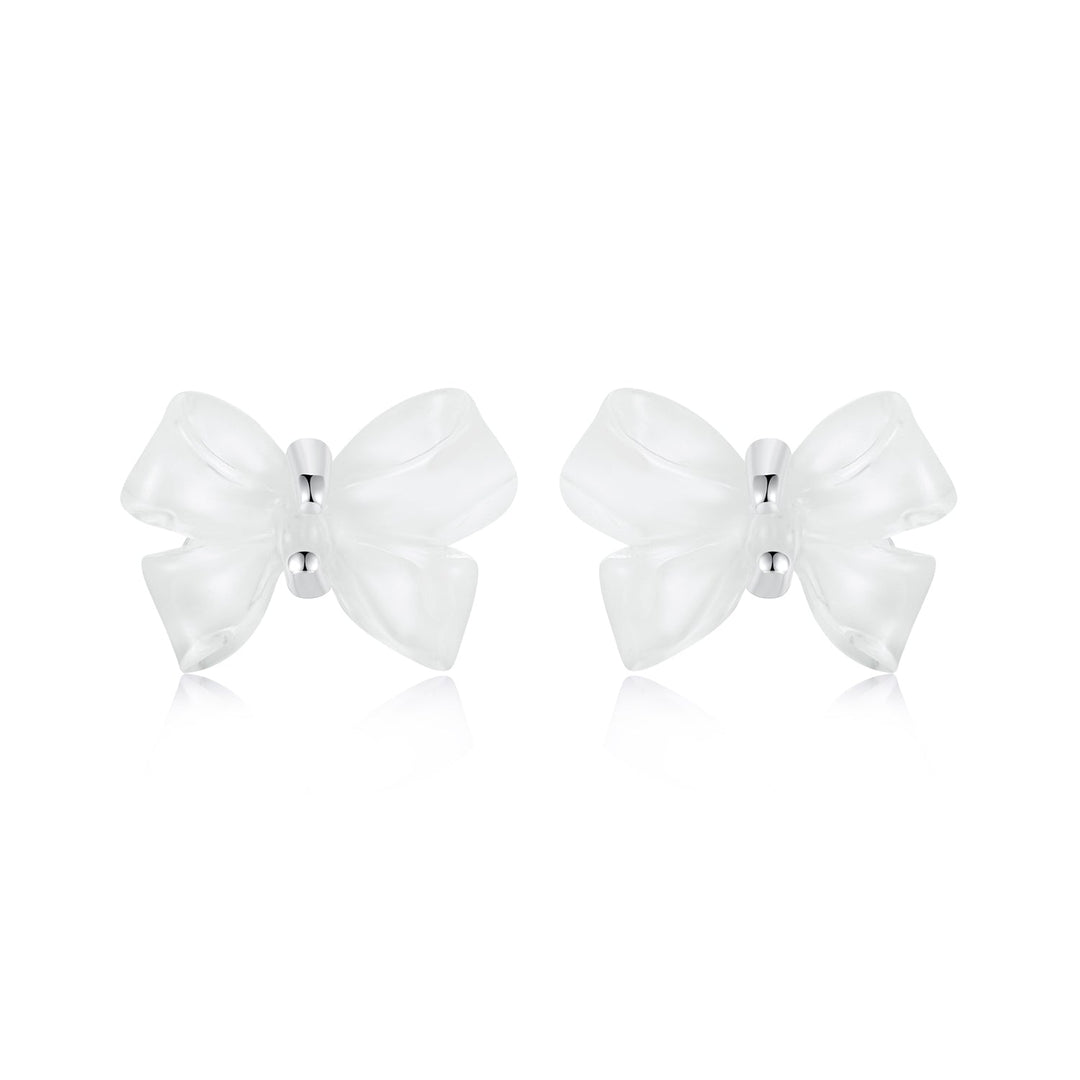 925 Sterling Silver Earrings for Women, 0.8*1.1cm, Plated White Gold