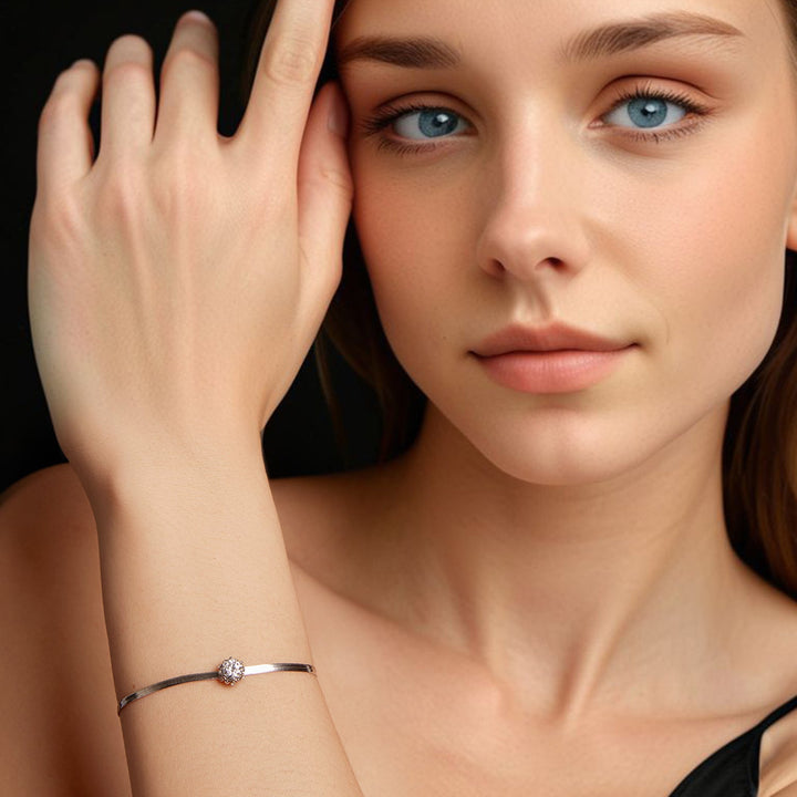 925 Sterling Silver Moissanite 0.50 Carat Bracelet with Pavé Setting and White Gold Plating for Women