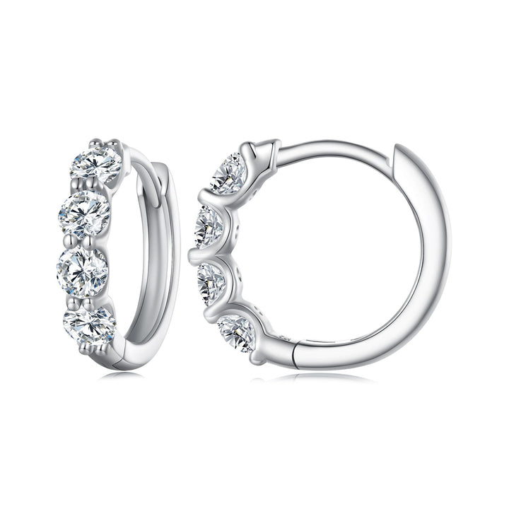 925 Sterling Silver Moissanite 0.1 Carat Platinum Plated Earrings for Women