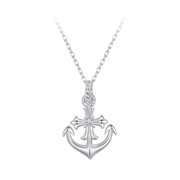 925 Sterling Silver Necklace with Pavé Set CZ and White Gold Plating