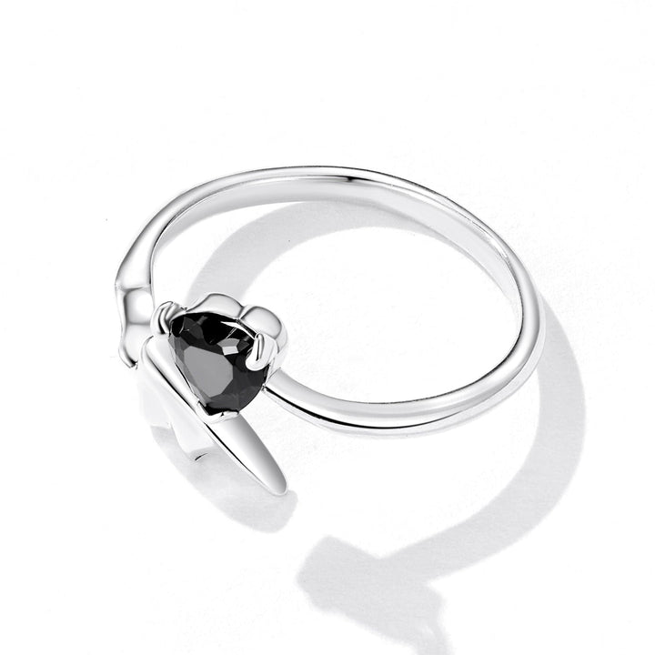 925 Sterling Silver Oxidized Pavé Setting CZ Ring