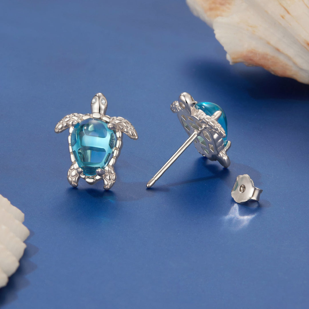 925 Sterling Silver &amp; Brass Transparent Glass CZ Earrings 1.3*1.2cm for Women