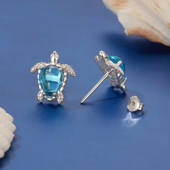925 Sterling Silver &amp; Brass Transparent Glass CZ Earrings 1.3*1.2cm for Women