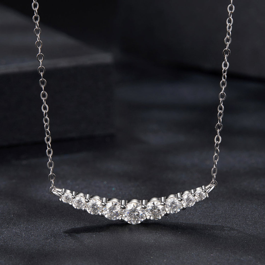 925 Sterling Silver 38+5cm White Gold Plated Moissanite Necklace for Women