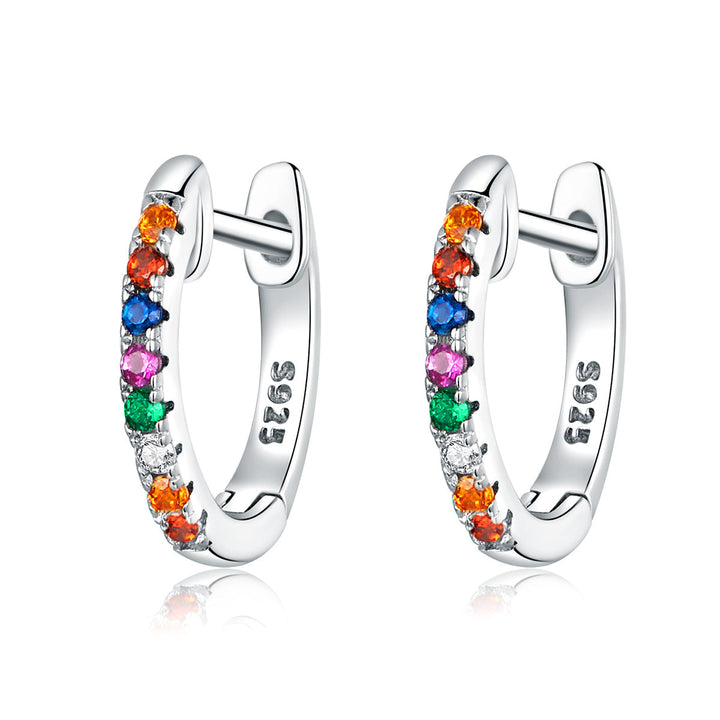 S925 Sterling Silver Earrings with CZ Pave Setting