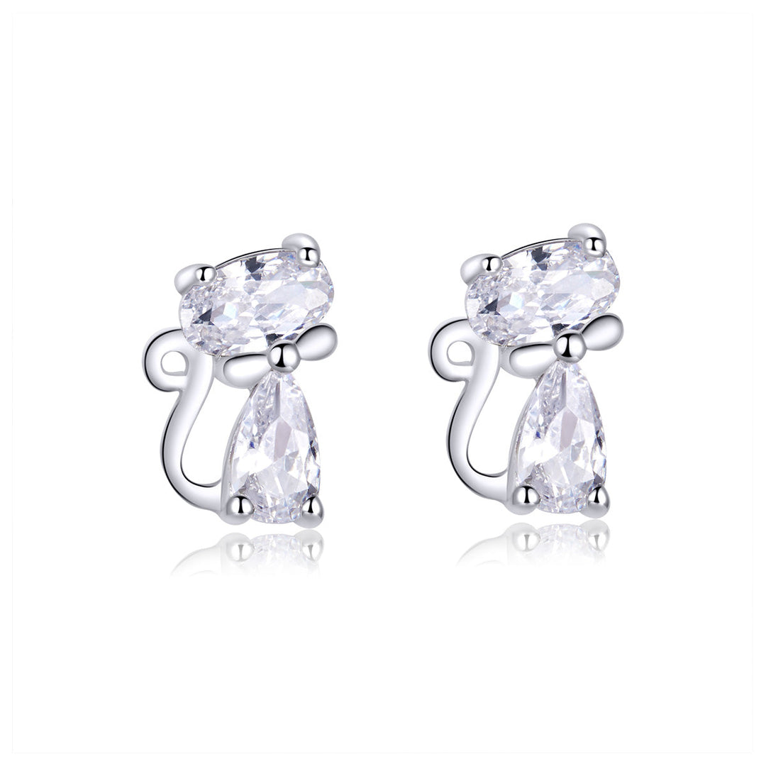 925 Sterling Silver Plated Platinum Earrings with Pavé Setting CZ for Women
