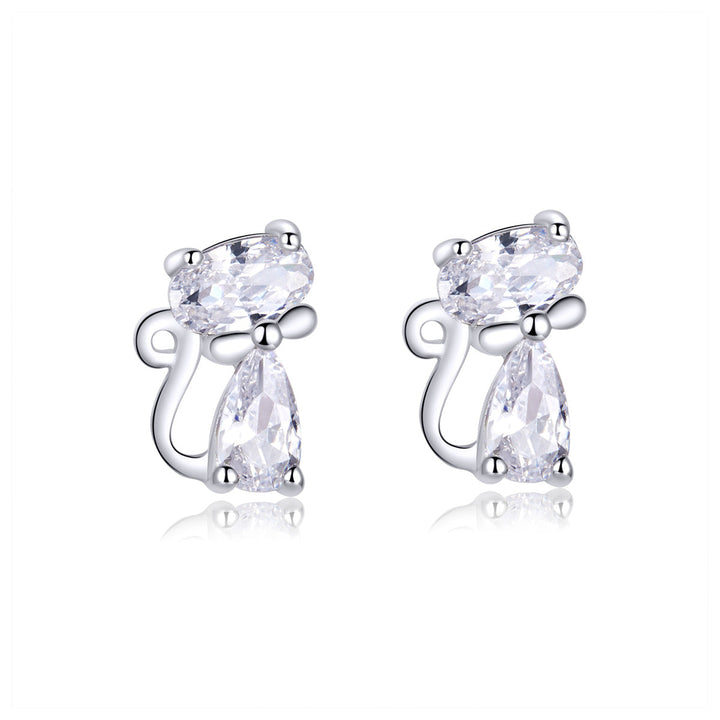 925 Sterling Silver Plated Platinum Earrings with Pavé Setting CZ for Women