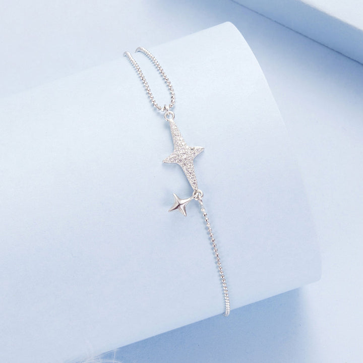 925 Sterling Silver &amp; White Gold Plated Pave Setting CZ Bracelet 15+6cm