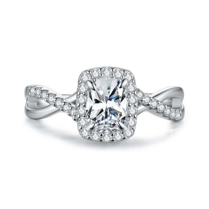 925 Sterling Silver White Gold Plated 1ct Moissanite Size 6 Ring for Women