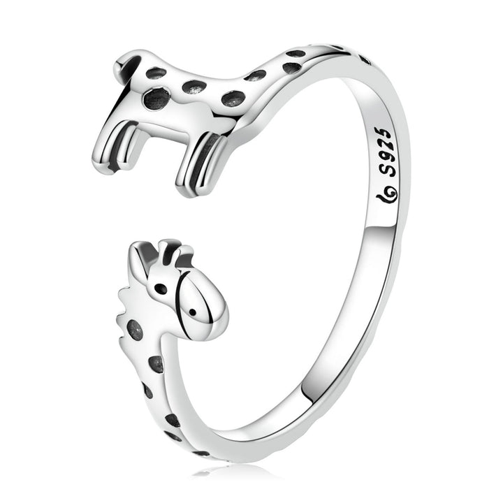 925 Sterling Silver Oxidized Giraffe Ring for Women