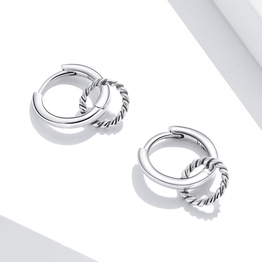 925 Sterling Silver &amp; Oxidized Silver Earrings for Women