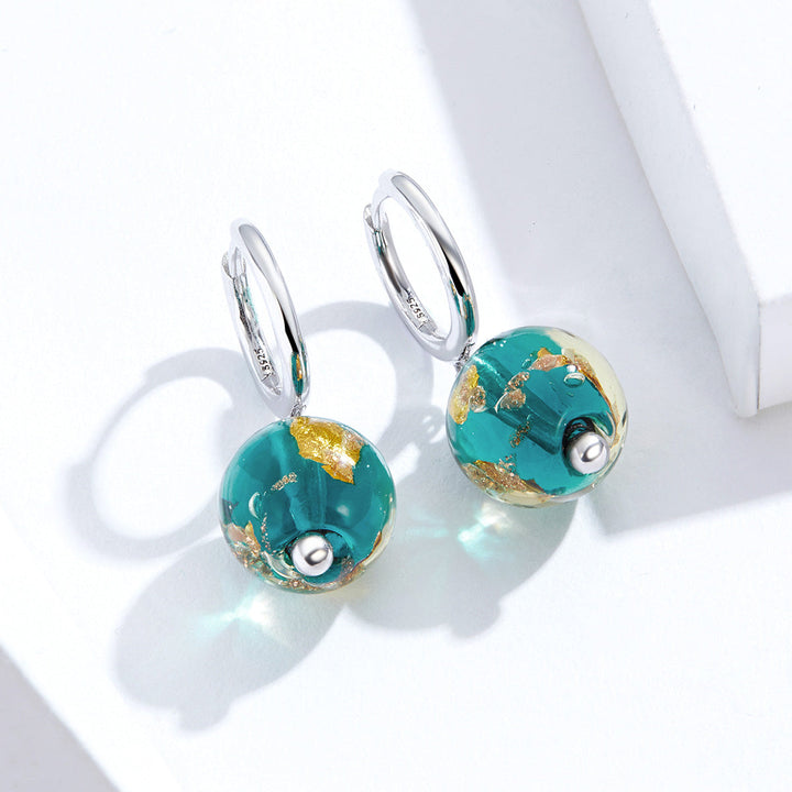 925 Sterling Silver Earrings with Glass Bead for Women