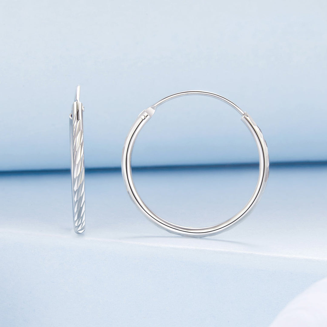 925 Sterling Silver Earrings for Women - White Gold Plated, 2.3x0.2 cm