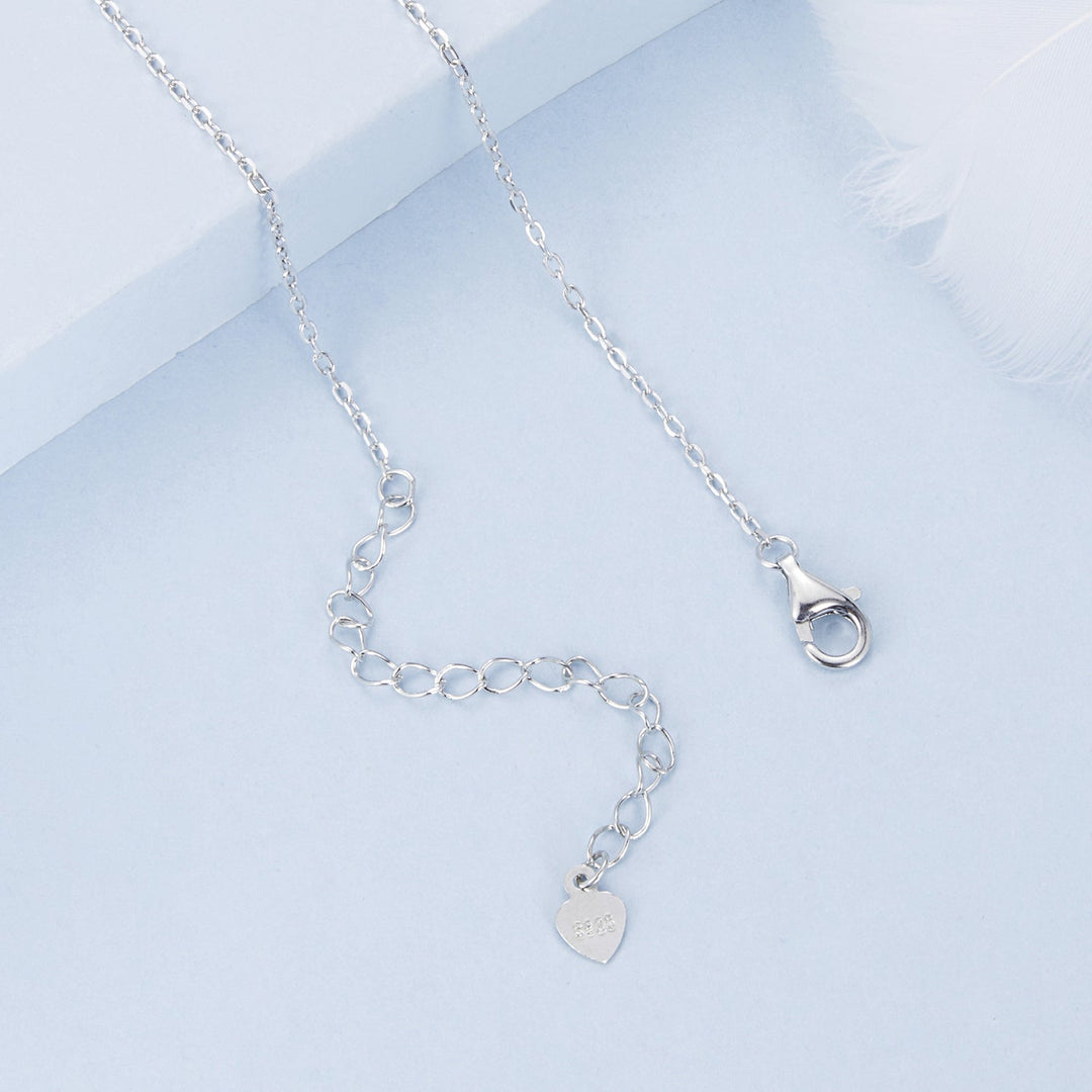 925 Sterling Silver Pendant Necklace with CZ and Transparent Glass for Women