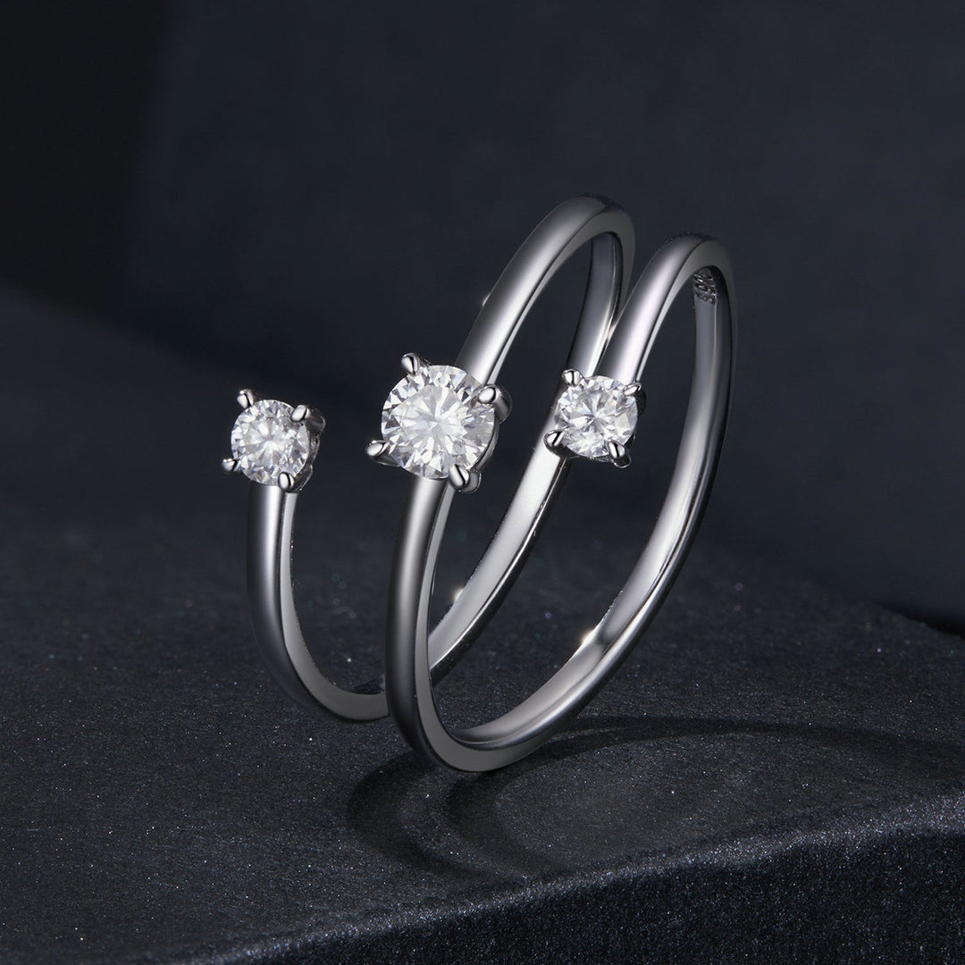 925 Sterling Silver 3mm Moissanite Ring for Women