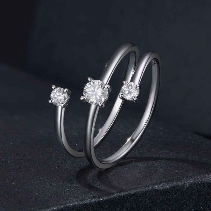 925 Sterling Silver 3mm Moissanite Ring for Women