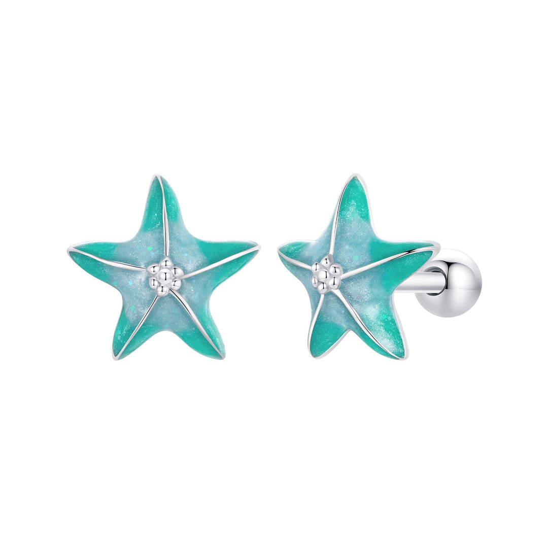 925 Sterling Silver Enamel White Gold Plated Earrings