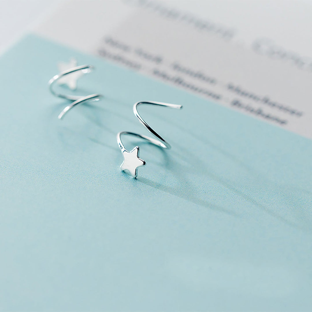 925 Sterling Silver Pentagram Earrings