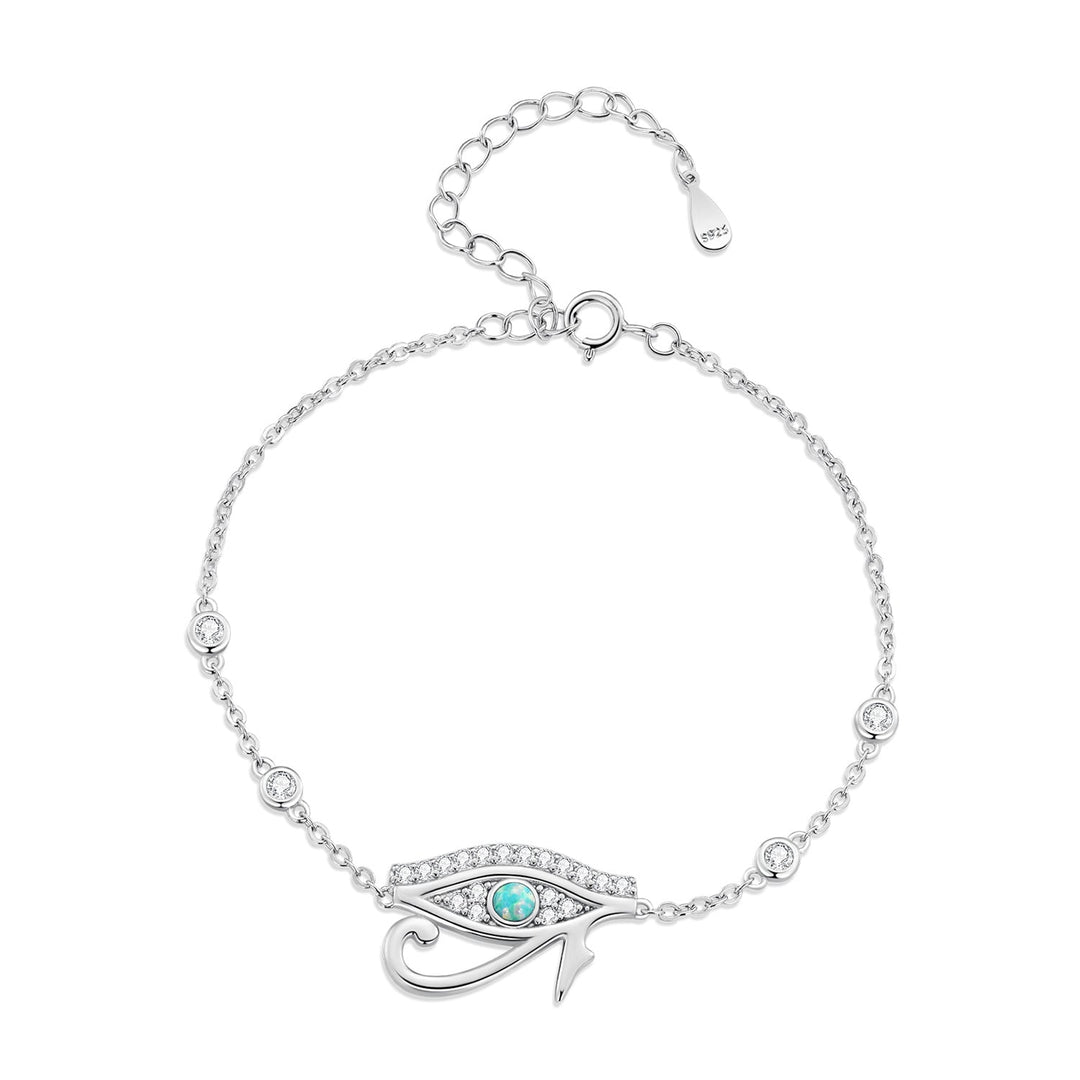 925 Sterling Silver Pavé Setting CZ &amp; Translucent Opal Bracelet 160+50mm for Women