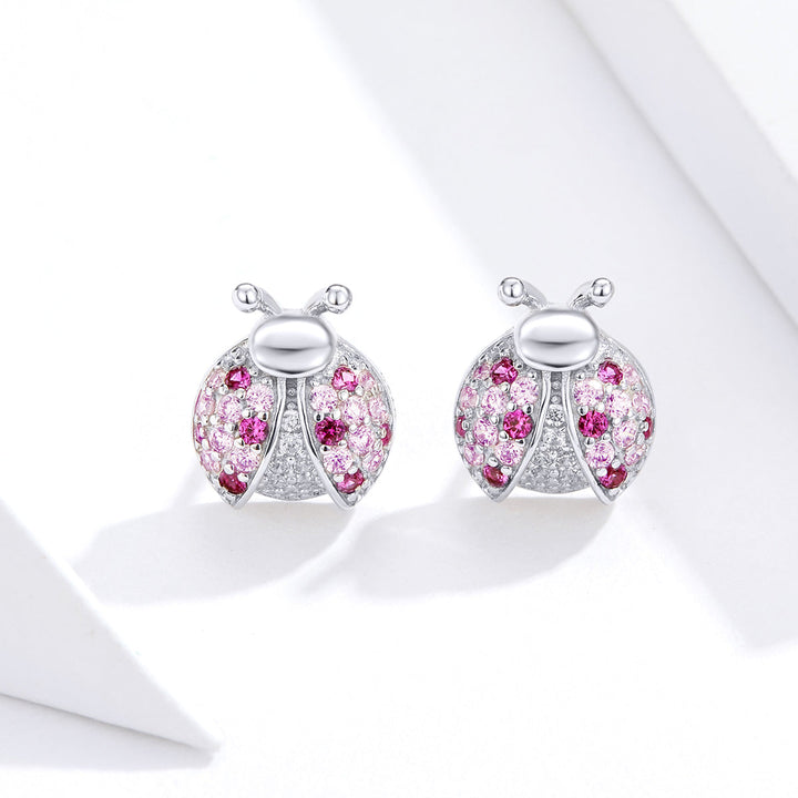 925 Sterling Silver Earrings with Pavé Setting CZ 1x0.9cm for Women