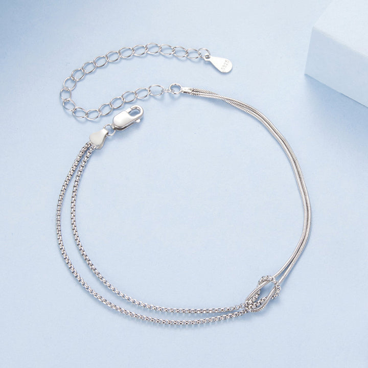 925 Sterling Silver &amp; Plated White Gold Bracelet for Women