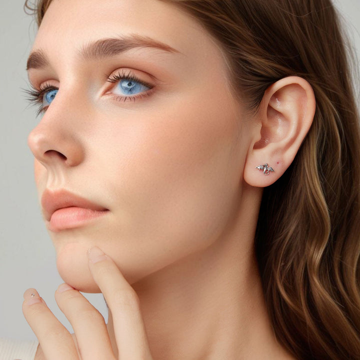 925 Sterling Silver Earrings with Oxidized Finish, 0.7*1.1cm