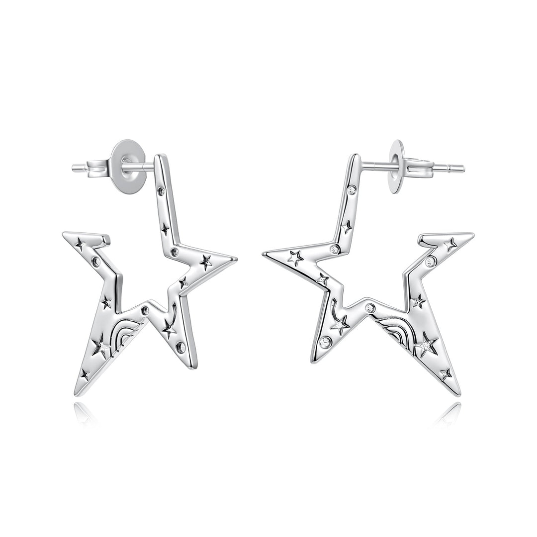 925 Sterling Silver White Gold Plated 2.3 cm Copper Earrings for Women