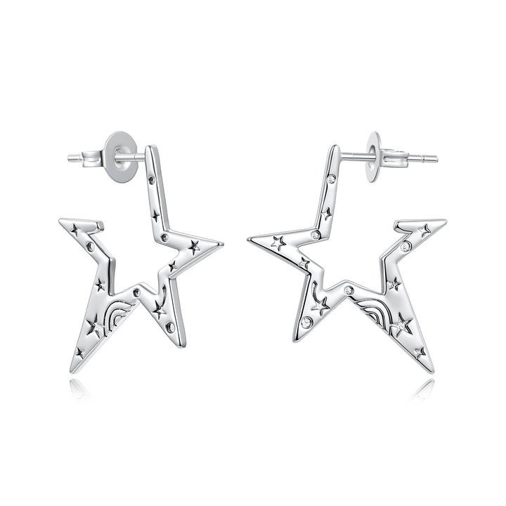 925 Sterling Silver White Gold Plated 2.3 cm Copper Earrings for Women