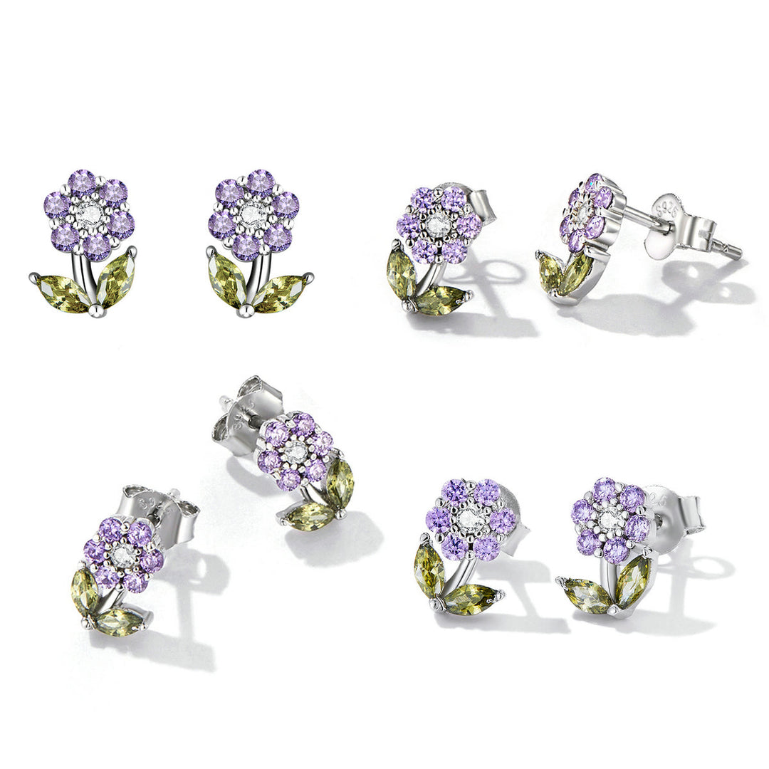 925 Sterling Silver Earrings with Pavé Setting CZ in White Gold