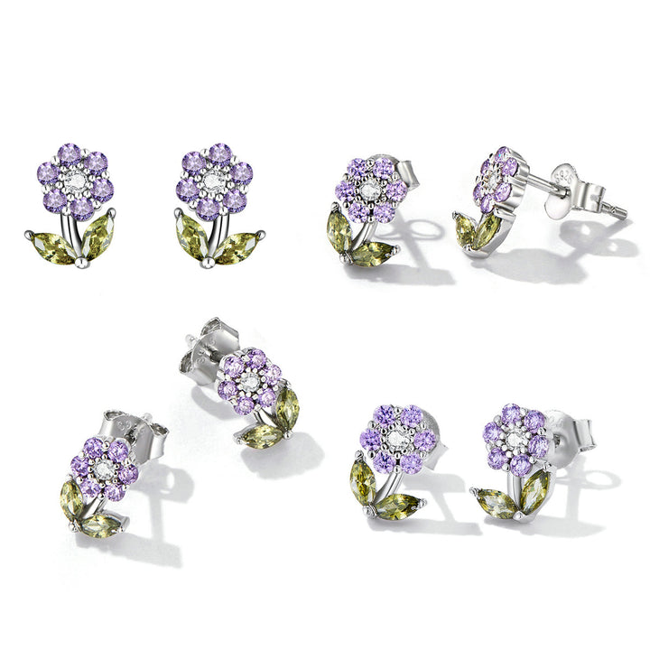 925 Sterling Silver Earrings with Pavé Setting CZ in White Gold