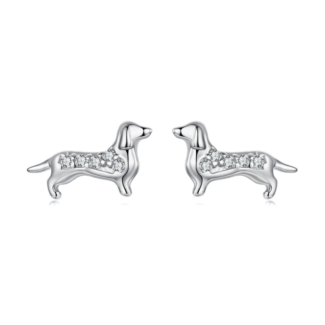 925 Sterling Silver Earrings with Pavé Setting and White Gold Plating for Women