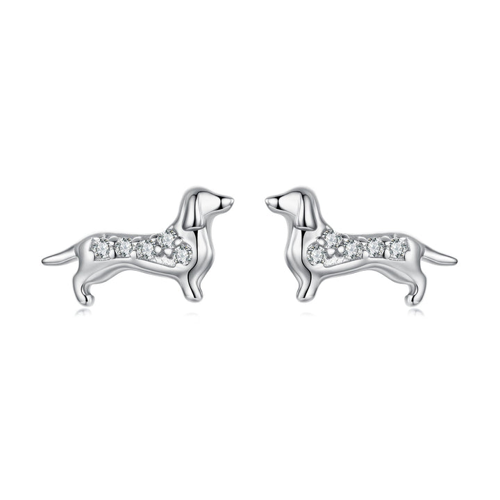 925 Sterling Silver Earrings with Pavé Setting and White Gold Plating for Women