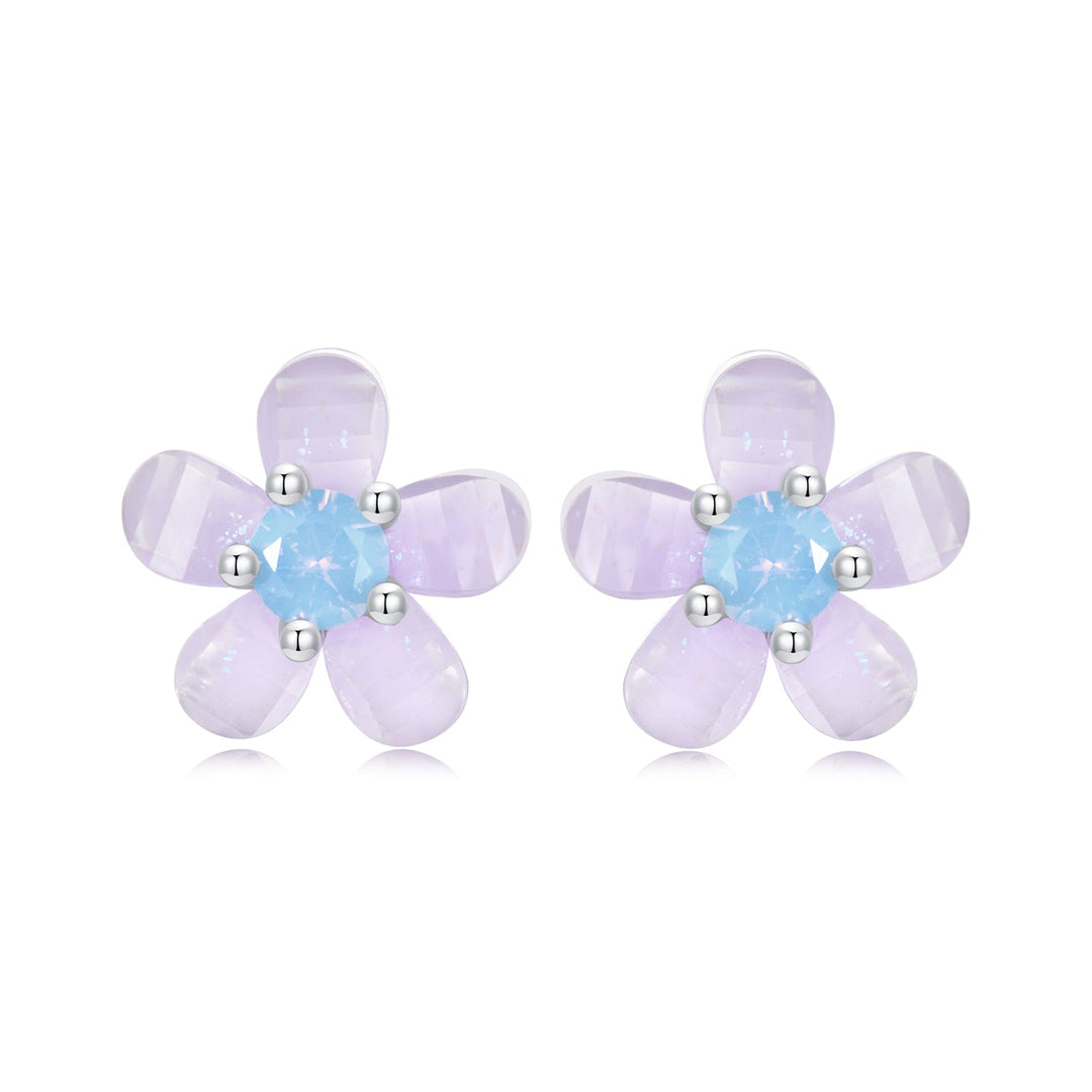 925 Sterling Silver Opal 8mm Earrings for Women