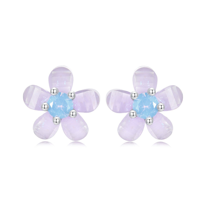 925 Sterling Silver Opal 8mm Earrings for Women