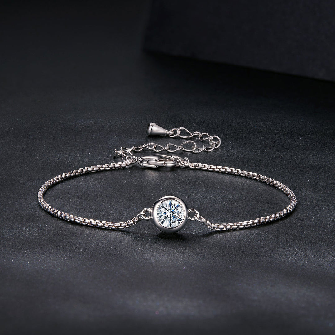 925 Sterling Silver 0.50 Carat Moissanite Bracelet for Women