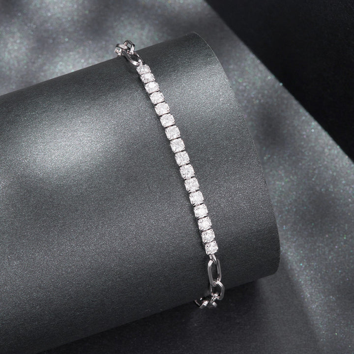 925 Sterling Silver + Moissanite White Gold 21cm Bracelet for Women