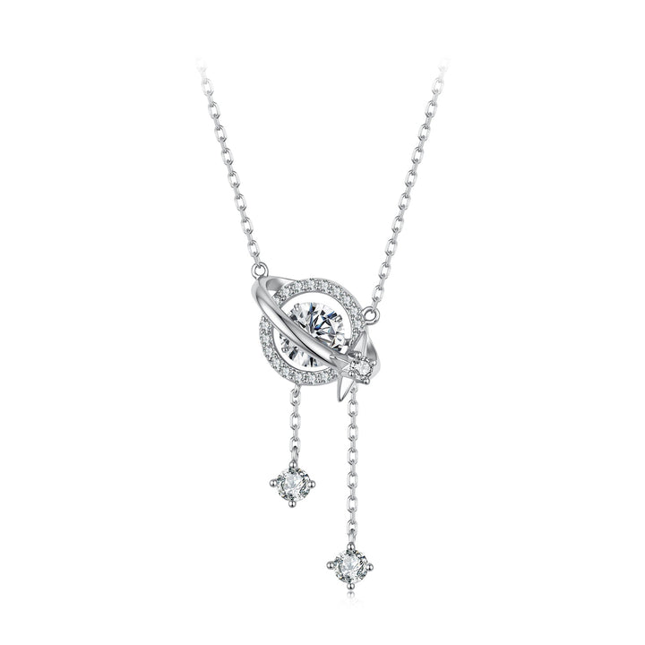 925 Sterling Silver White Gold Plated Moissanite CZ Pavé 40+5cm Necklace for Women