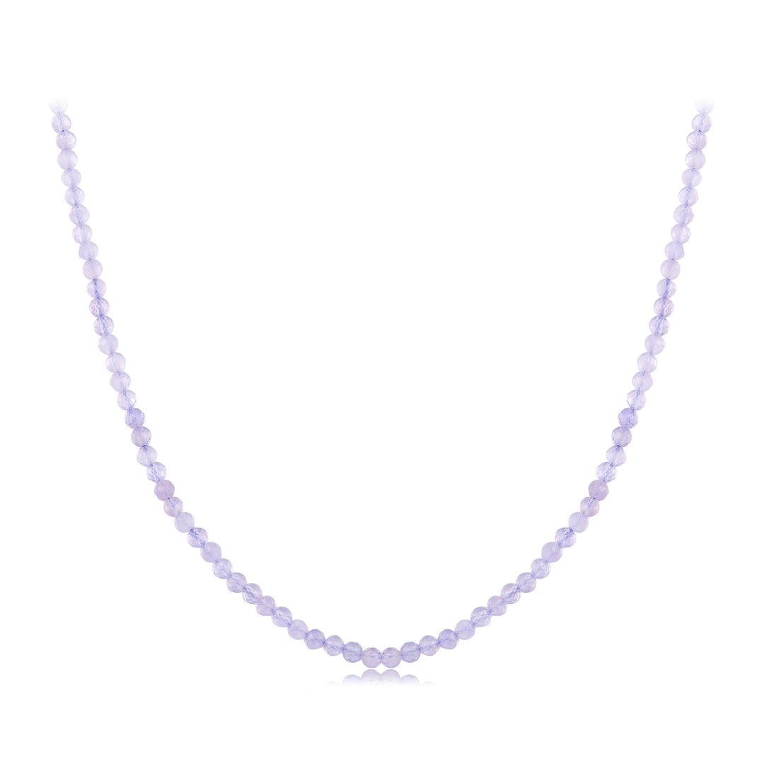 925 Sterling Silver 38+6cm Amethyst Necklace with White Gold Plating for Women