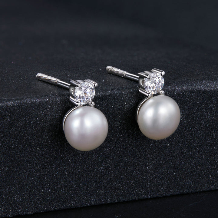 925 Sterling Silver Moissanite 0.1ct Freshwater Pearl Earrings for Women