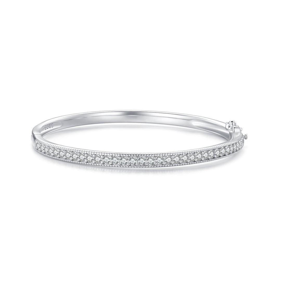 925 Silver &amp; Platinum Pavé Setting CZ Bracelets, Size 17.0 mm for Women