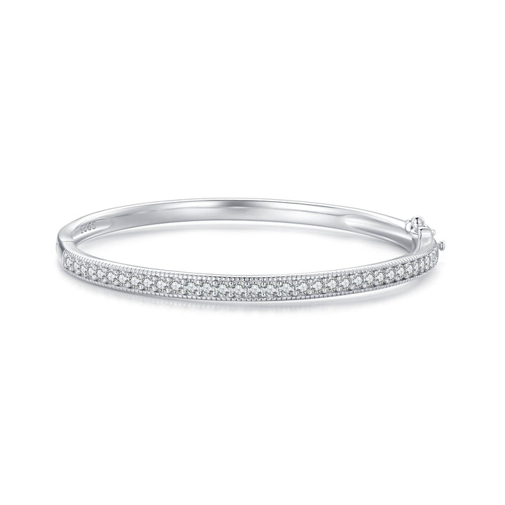 925 Silver &amp; Platinum Pavé Setting CZ Bracelets, Size 17.0 mm for Women