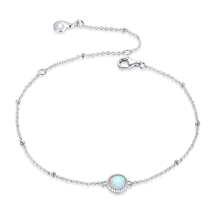 925 Sterling Silver Opal Bracelet for Women - Adjustable Size, Translucent Color