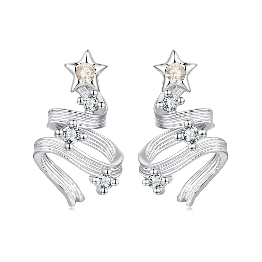 925 Sterling Silver Earrings with White Gold Plating and CZ