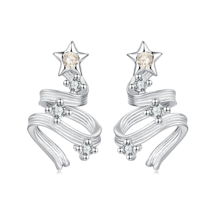 925 Sterling Silver Earrings with White Gold Plating and CZ