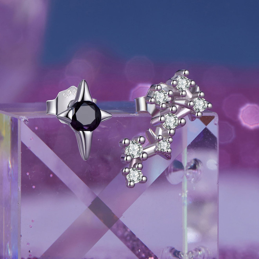 925 Sterling Silver White Gold Plated Star &amp; Constellation Earrings for Women